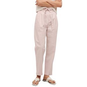 Mango Cotton Pleated Trousers, Pastel Pink
 Women Size 14